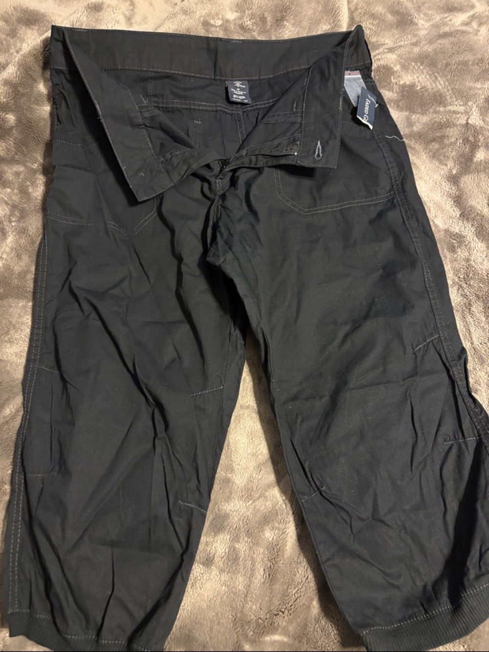 Faded Glory Womens’s  Black Drawstring  Capri Cargo Pants size 14 NWT